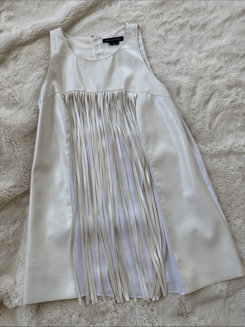 Sachin + Babi Ivory fringe sleeveless top sz 6